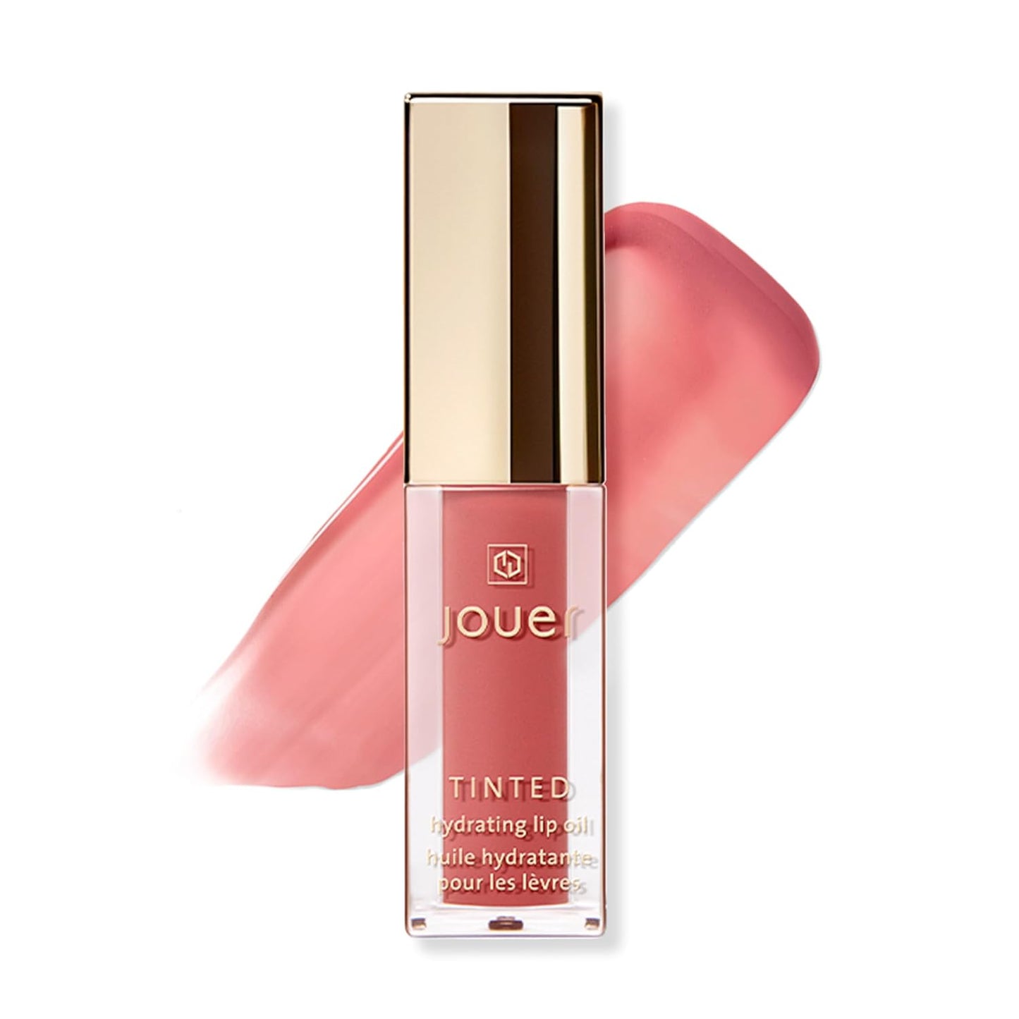 Jouer Essential Tinted Hydrating Lip Oil Gloss – Moisturizing Dry Lip Treatment Serum - Fragrance Free Tinted Lip Oil - Jojoba Seed Oil and Apricot Oil Formula