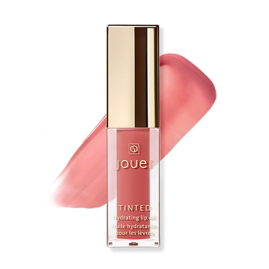 Jouer Essential Tinted Hydrating Lip Oil Gloss – Moisturizing Dry Lip Treatment Serum - Fragrance Free Tinted Lip Oil - Jojoba Seed Oil and Apricot Oil Formula