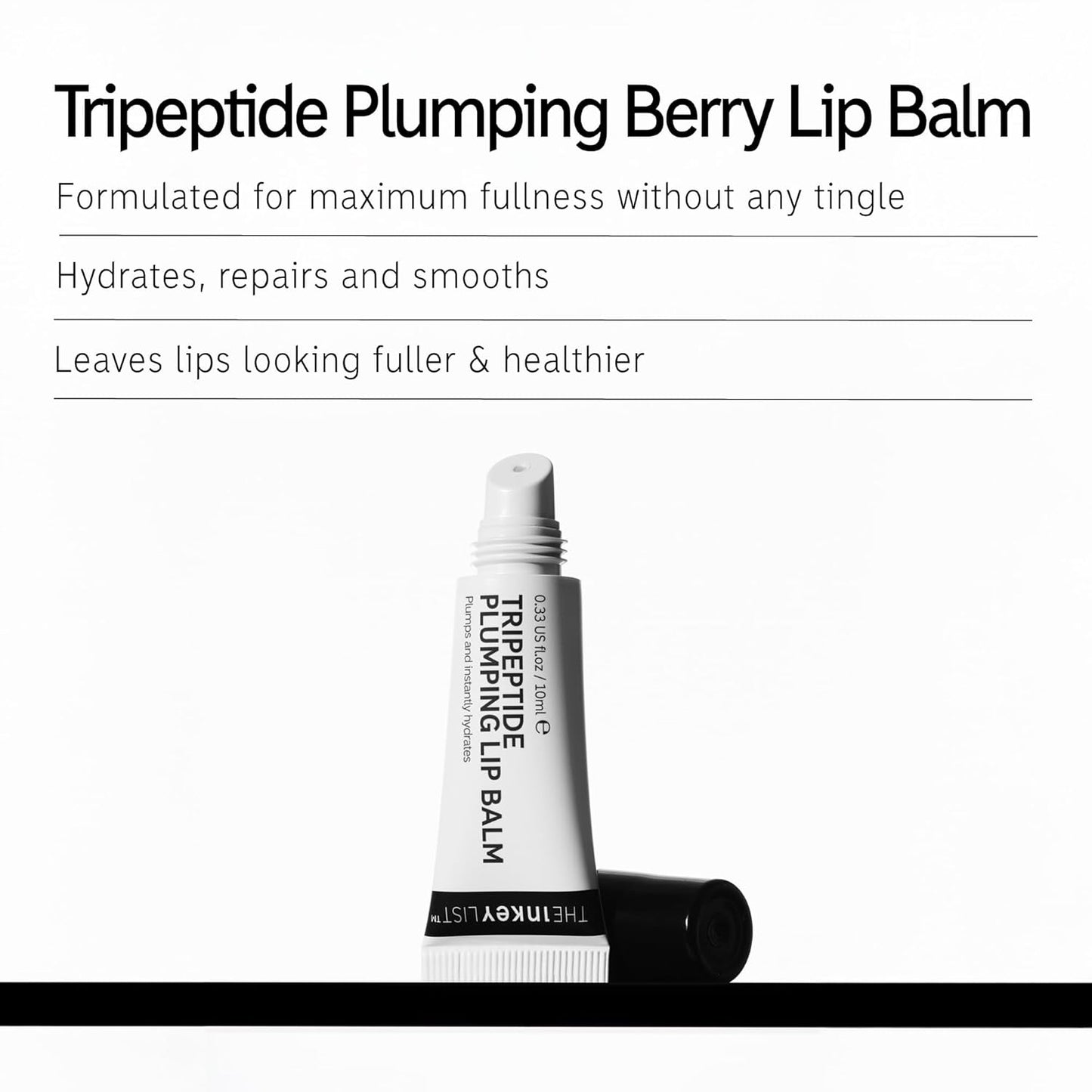 The INKEY List Tripeptide Plumping Lip Balm 10ml, Clinically Proven Plumping Tinted Lip Care, Hydrates Dry Cracked Lips, Vegan & Cruelty Free, Berry Tint