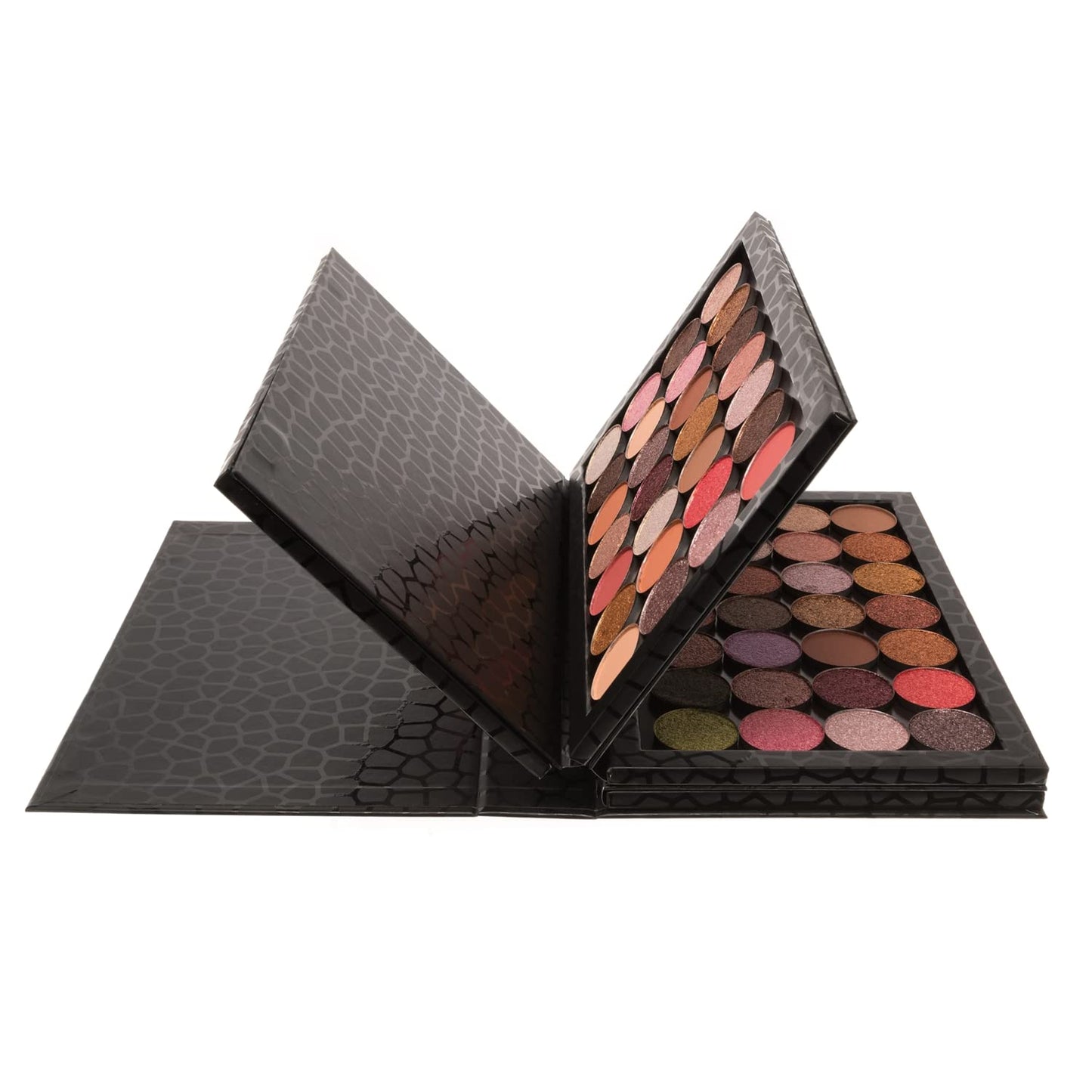 4-Layer Book Shaped Magnetic Palette Large Empty Makeup Palette Storage Box for Eyeshadow Lipstick Blush Powder (Black)