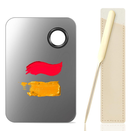 3PCS Makeup Mixing Palette, Stainless Steel Cosmetic Makeup Palette With Spatula Makeup Artist Tool, Professional Cosmetic Mixing Makeup Palette For Mixing Eye Shadow/Eyelash/Nail Art/Foundation