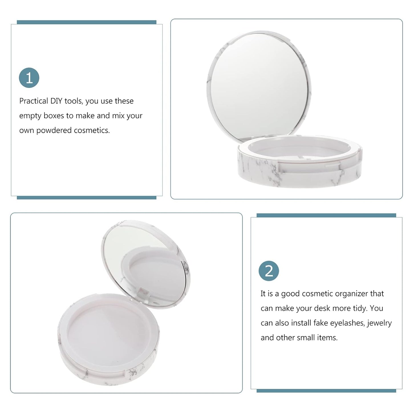 EXCEART Makeup Powder Container Pressed Powder Box 2Pcs Compact Cosmetic Powder Containers Makeup Empty Loose Powder Boxes (Assorted Color) Makeup Powder Puff