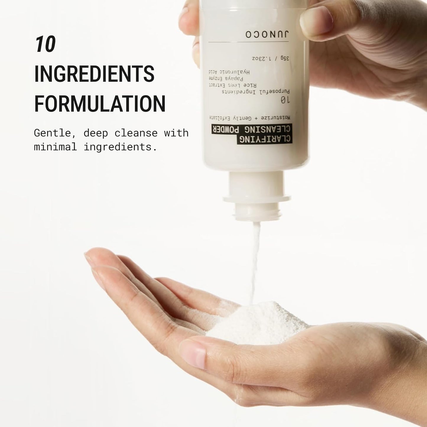 JUNO & Co. JADE Clarifying Cleansing Powder, Refillable Exfoliating Enzyme Face Cleanser to Enhance Smooth, Hydrated Skin