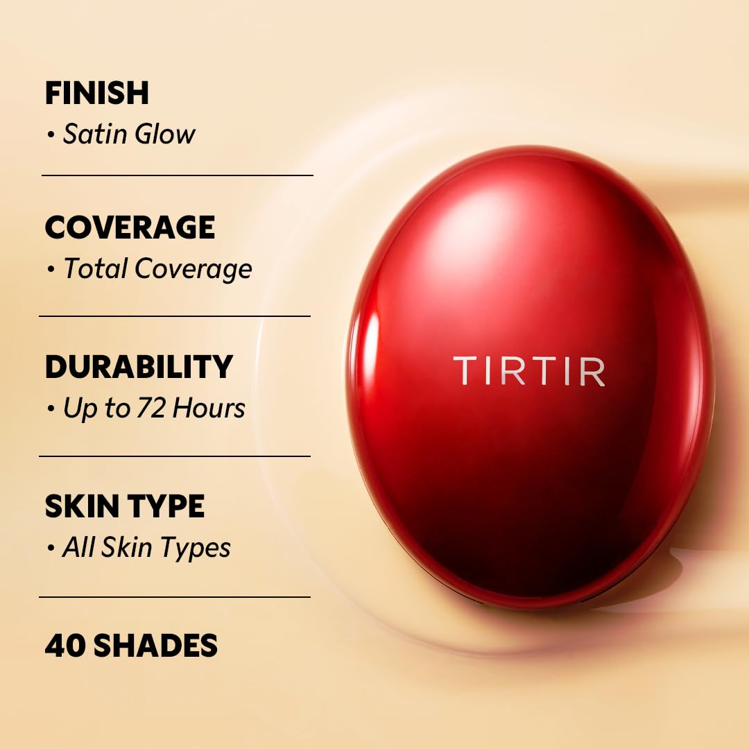 [*Mini Size*] TIRTIR Mask Fit Red Cushion Foundation | Full coverage, Weightless, Skin fit, Satin Glow Finish, Korean Makeup, beauty, Tattoo cover up, Buildable (#31N French Beige, 0.15 Fl Oz)