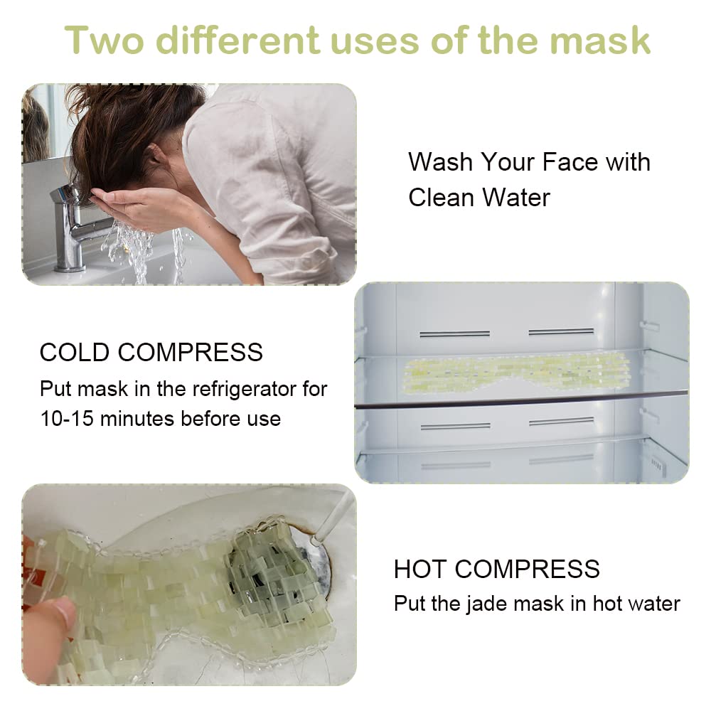 Jade Face Mask, Relief Jade Eye Mask, Natural Jadestone Eye Mask, Skin Care Massage Tool for Swollen, Eliminate Wrinkles, Dark Circles