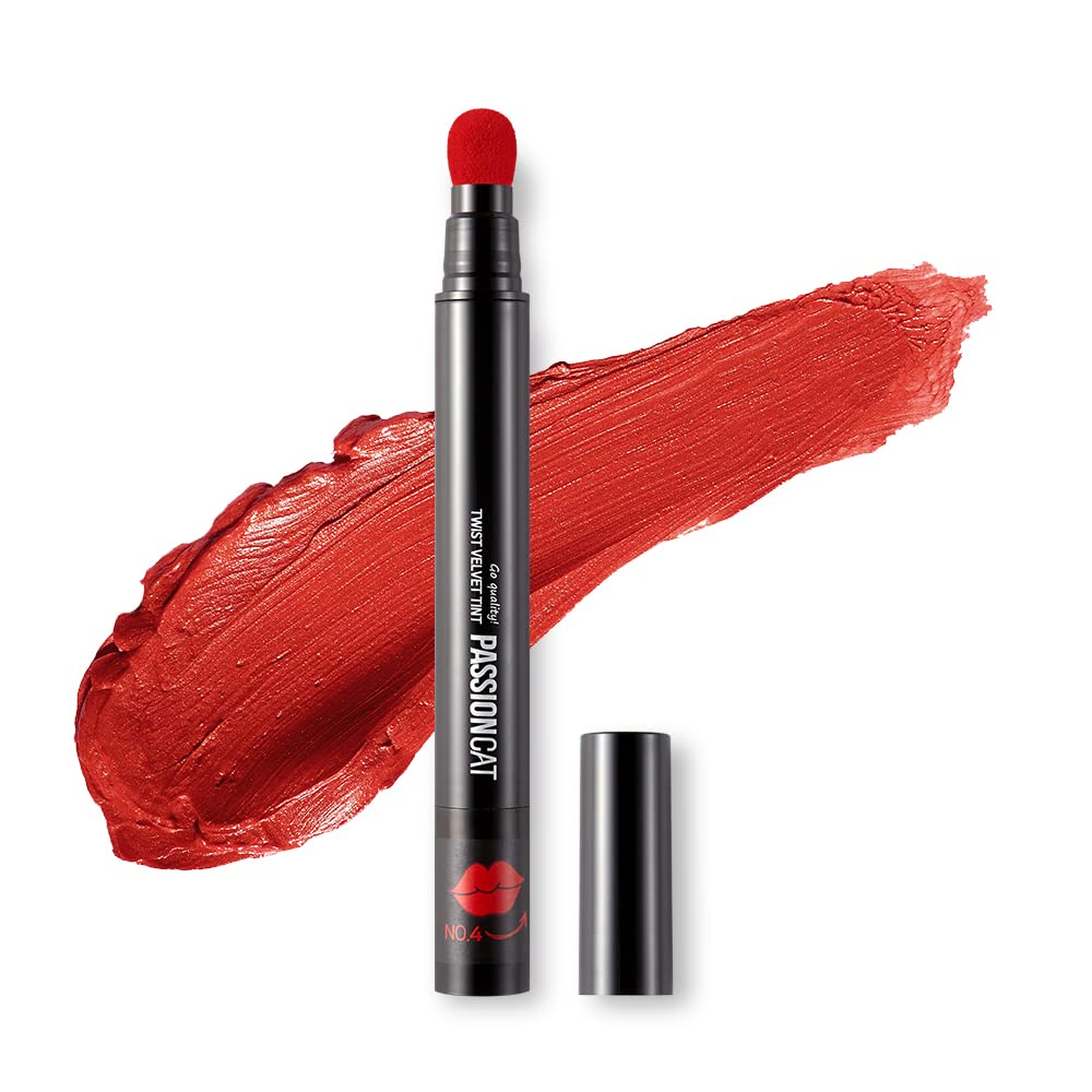 PASSIONCAT Long Lasting Lip Stain for Lips and Cheek Tint | High Pigment Color | lightweight Matte Finish | Weightless | Full Coverage | Twist Velvet Tint #4 (No.4)
