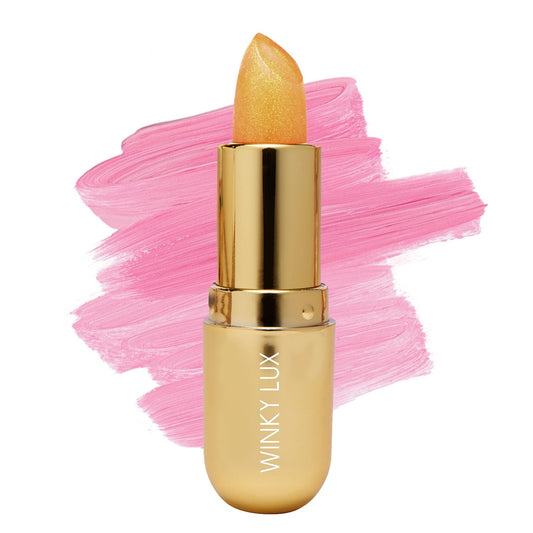 Winky Lux Citrine Glimmer Balm – Nourishing pH Lip Balm with Color Changing Golden Pink Tint, Hydrating Ceramides Soften Lips, Coconut Scent