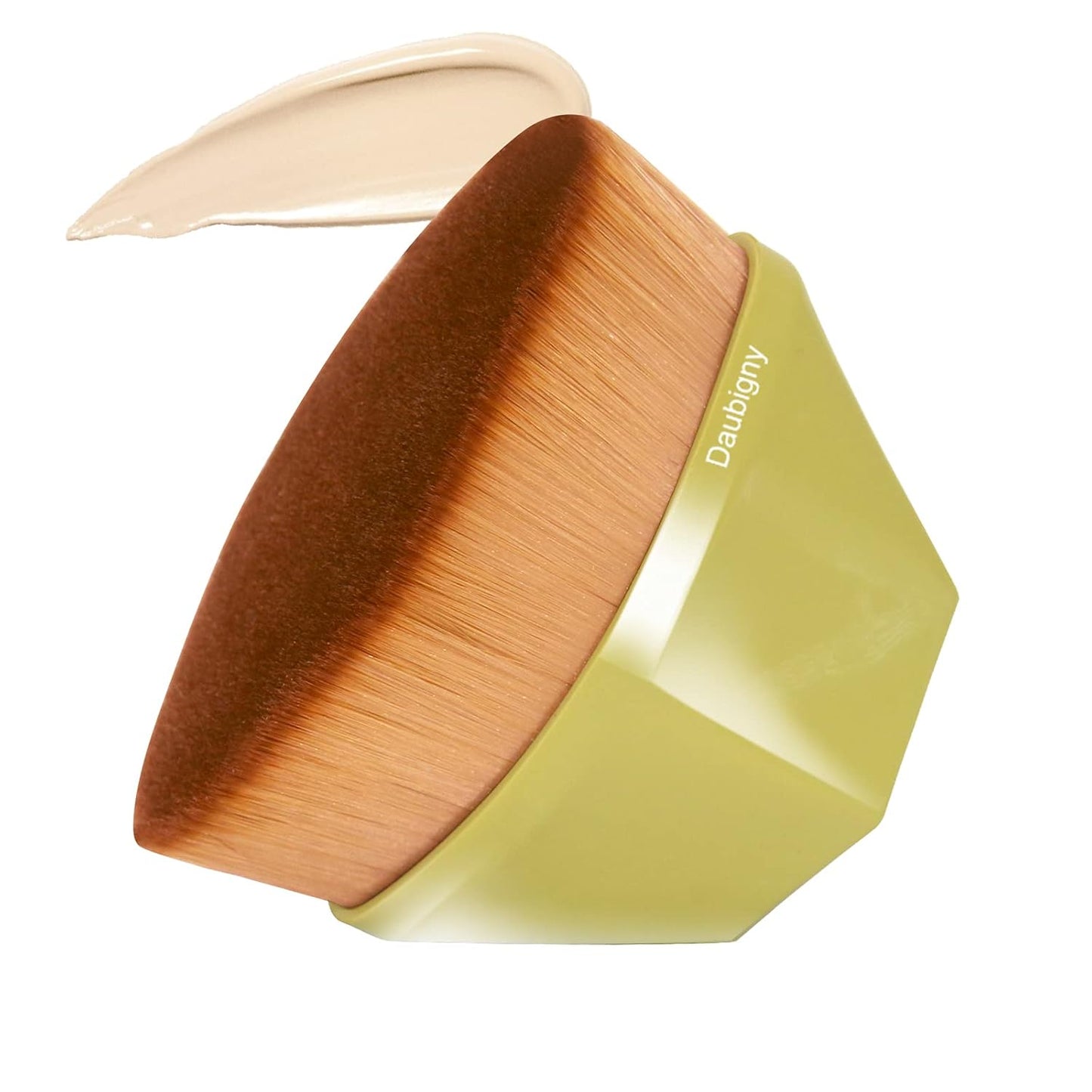 Foundation Makeup Brush Flat Top Kabuki Hexagon Face Blush Liquid Powder Foundation Brush for Blending Liquid, Cream or Flawless Powder Cosmetics with Bonus Protective Case (Yellow)