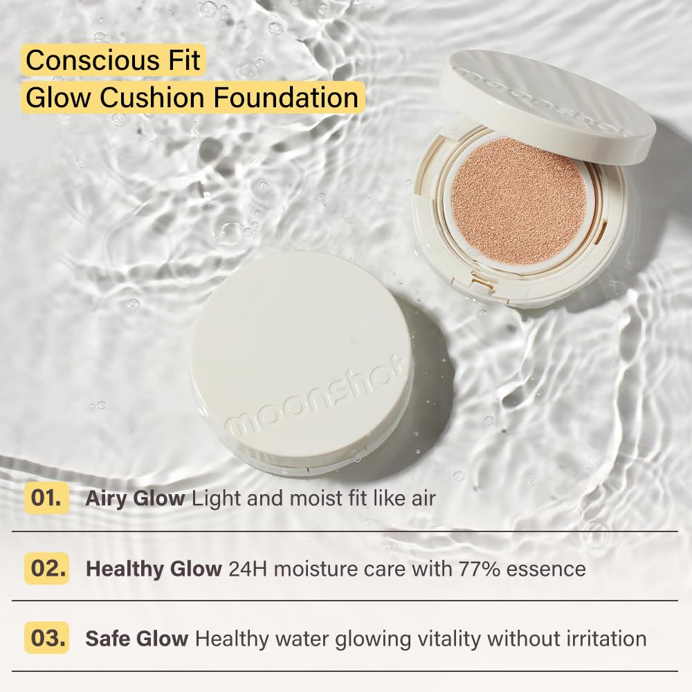 MOONSHOT KOREA Matte Fit Cushion Foundation Full Coverage Matte Finish, Breathable Makeup for Face, Long Lasting, Lightweight K-BEAUTY (21N Cosmic Vanilla, Matte Fit Cushion)
