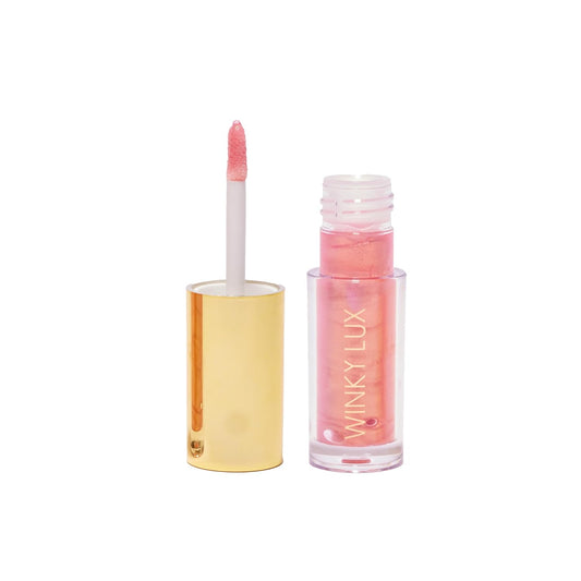 Winky Lux Pink Opal Very There Lip Oil - Hydrating Nude Pink Gloss with Jojoba Oil, Non-Sticky Glossy Lip Oil, Tinted Pink Shimmer Gloss for Juicy Lips & Soft Vanilla Scent