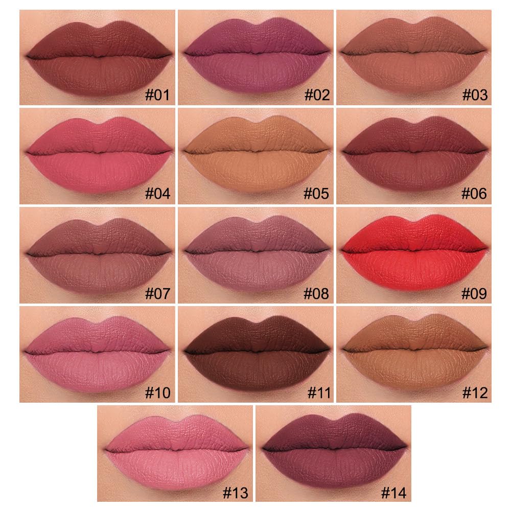 evpct Longwear Liquid Lip Liner Stain Marker Pen Long Lasting Waterproof, Nude Brown Matte Semi Permanent 24 Hour Lip Liner and Lipstick Combo, Korean Color Stay Lipliner All Day, Lips Stain peel off