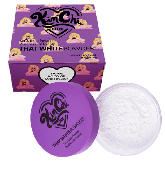 Kimchi Chic Beauty That WhitePowder Set and Bake Mattifying Setting Powder for Makeup, Extra Fluffy Loose Face Powder Poof, Soft Natural Face Makeup Helps Minimize the Appearance of Fine Lines, White