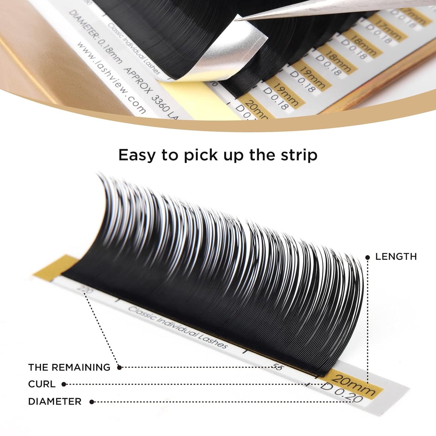 LASHVIEW D Curl 13mm Silk Fake Eyelash Extensions 0.20 Thickness Thick Lashes Semi-Permanent Eyelashes Natural Individual Application for Professional Salon Use