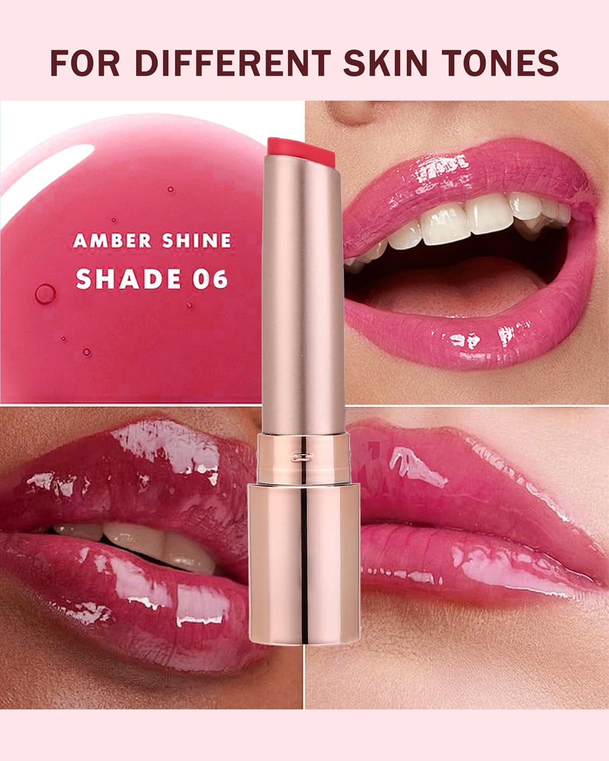Moisturizing Lip Balm, Nude Sheer Pink Lipstick Hydrating Tinted Lip Gloss, Long Lasting Waterproof Liptint Balm Natural Non-Stick Lips Oil Stain,Glossy Lipcolor Juicy Finish for Dry Cracked Lips-06