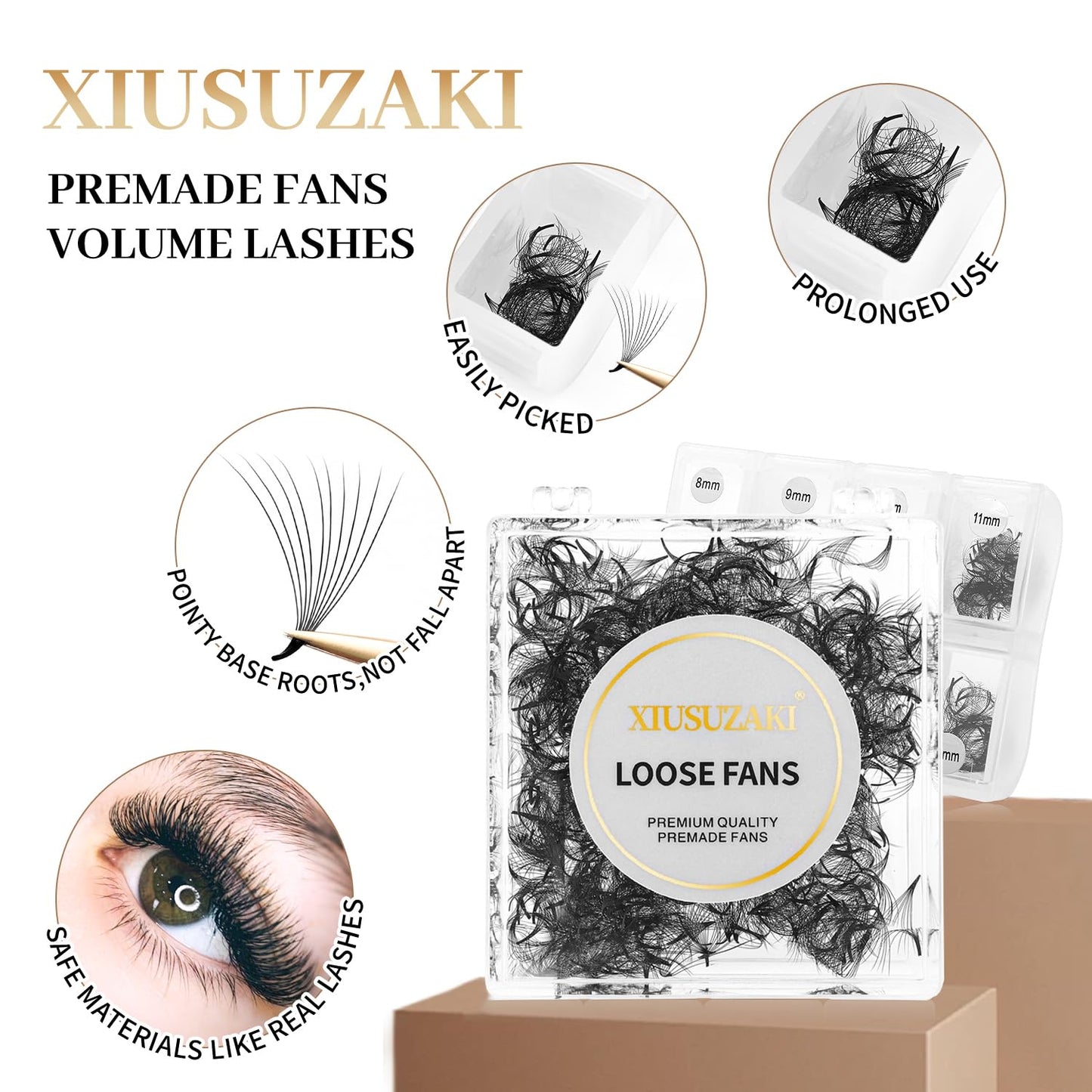 Premade Eyelash Extensions - 600 Fans, 10D, 0.07 Thick, D Curl, 8mm Fluffy Soft, Handmade loose fans