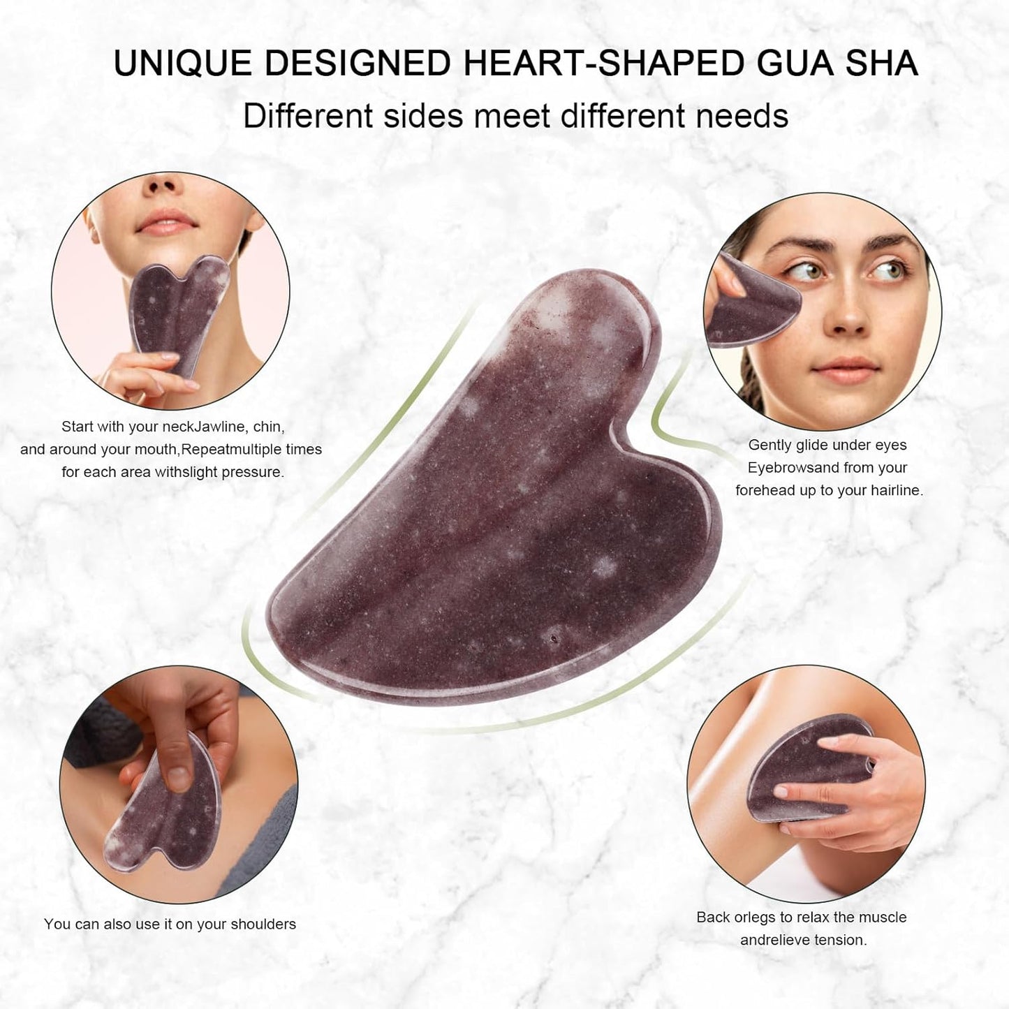 Jade Roller for Face, Facial Roller Massager Skin Care Tool, Gua Sha Facial Tools for Face, Neck, Eyes, Reduce Puffiness of The Skin(Purple)