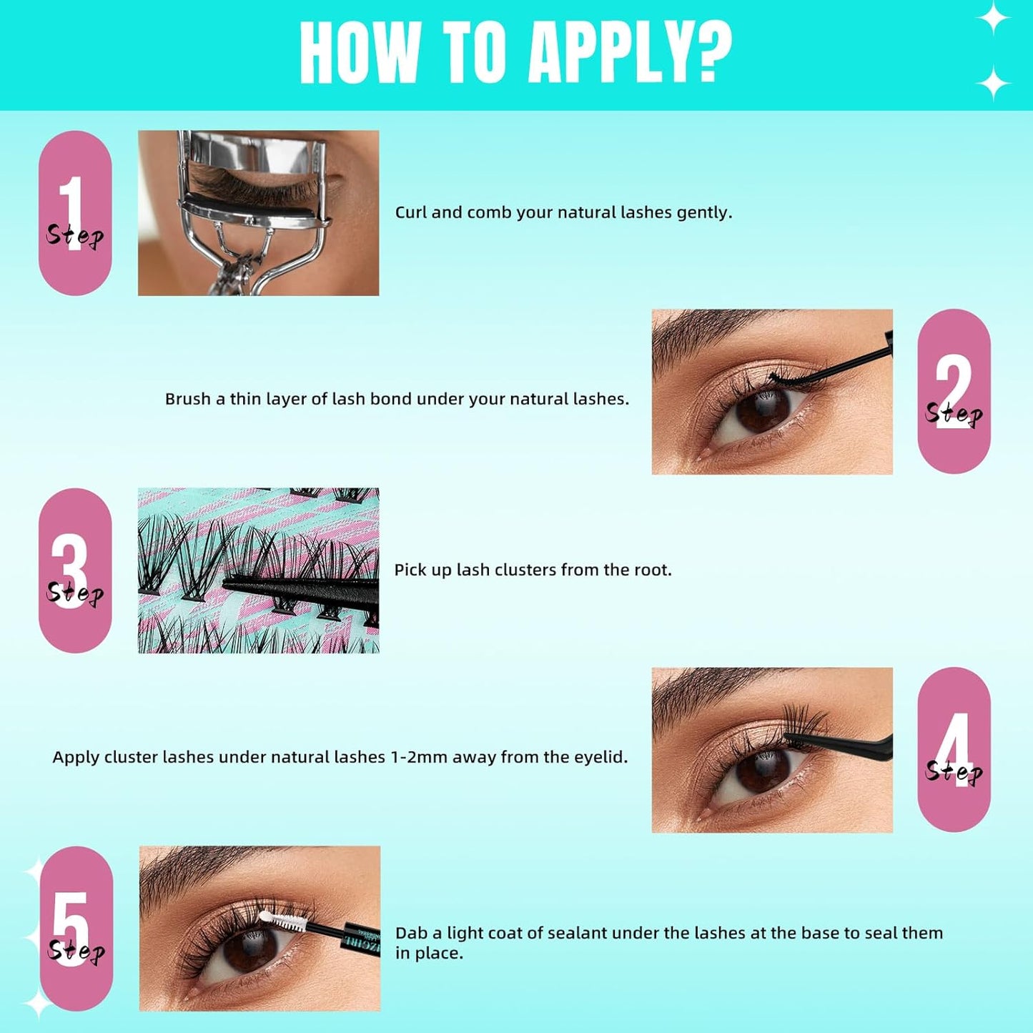 Lash Clusters Wispy 280PCS Eyelash Extension 30D Cluster Lashes Individual Lashes DIY Lash Extension Natural Look Cluster Eyelash Extensions Soft False Eyelashes at Home for Beginners(10mm)