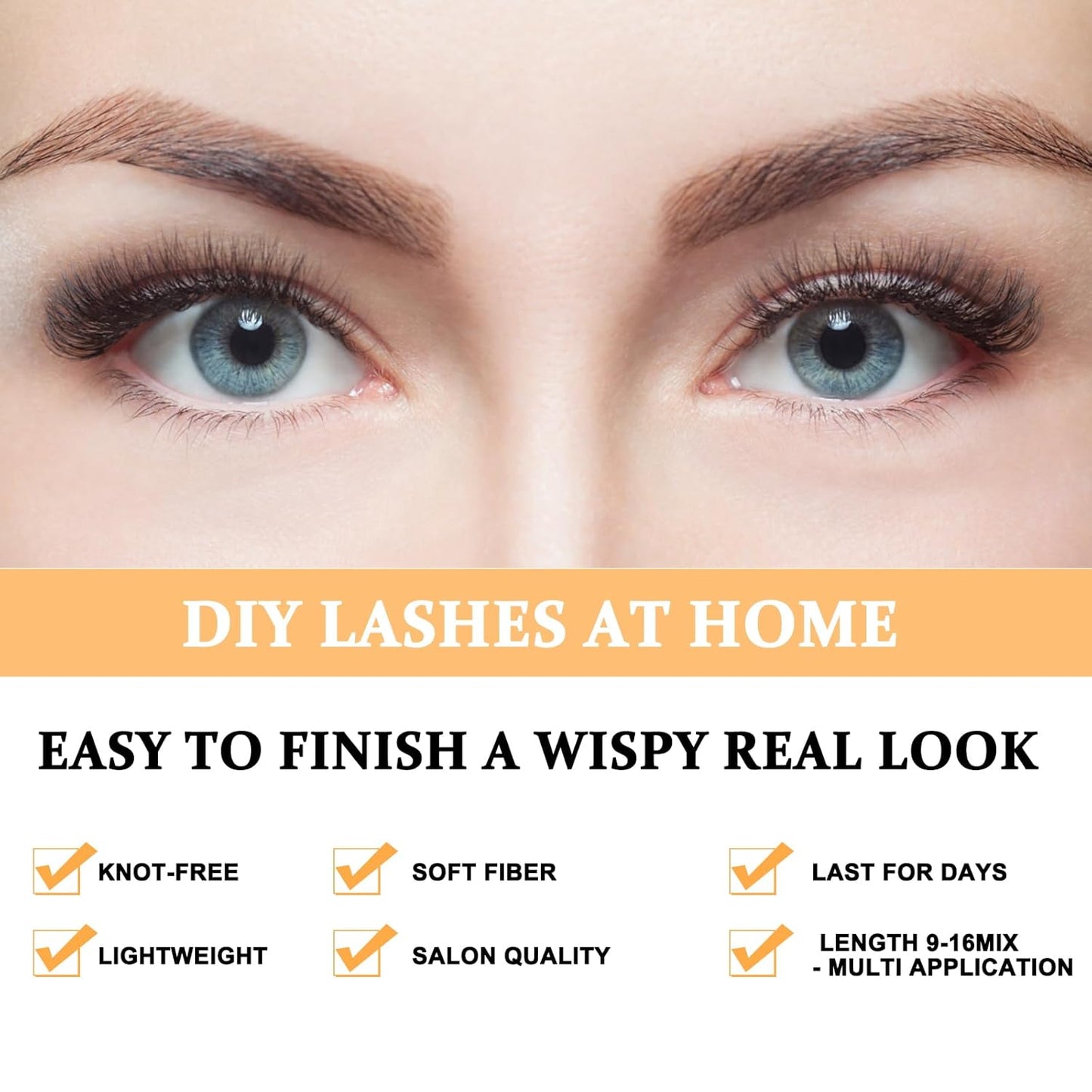B&Q Lash Clusters 30D+40D-D-9-16MIX B&Q LASH 280 Clusters False Eyelash 9-16MIX Lash Clusters Extensions DIY Eyelash Extensions at Home (30D+40D,D-9-16MIX)