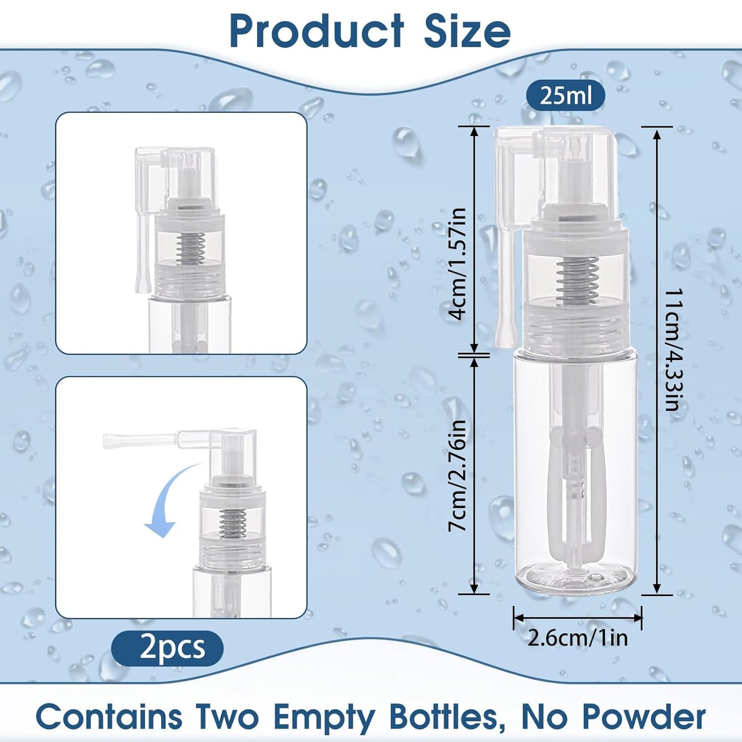 2 Pcs Empty Powder Spray Bottle, Cake Glitter Spray Bottle, Makeup Powder Spray Bottle, Barber Spray Bottle, Dry Powder Spray Bottle for Makeup Powder, Dusting, Glitter, Dry Cleaning Powder, Crafts