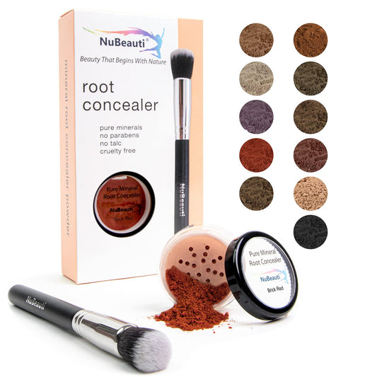 Hair Root Touch Up Powder - Brick Red - 11 True-to-Nature Root Concealer Shades - Longer-Lasting, Zero Fragrance, Talc or Parabens - With Brush
