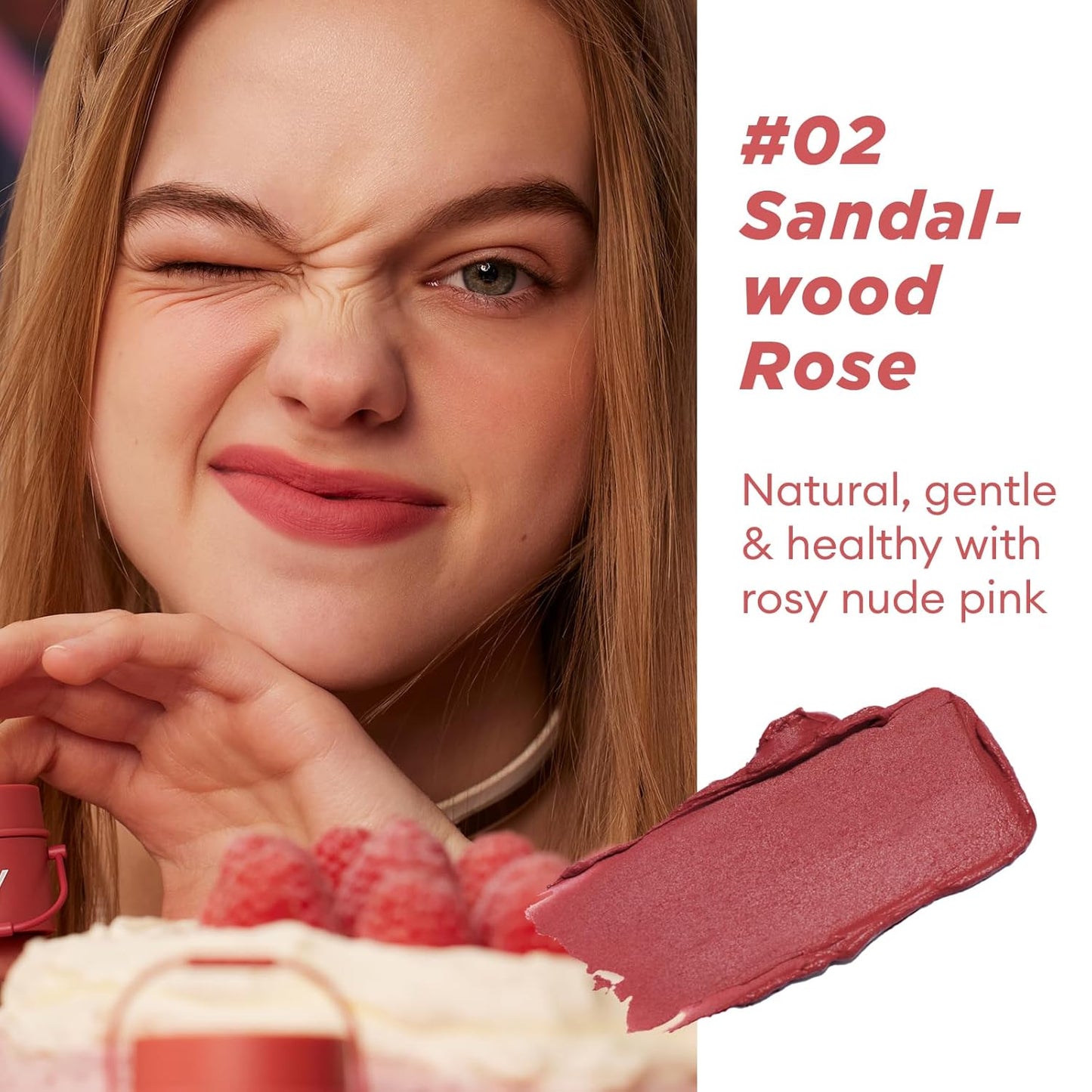 ITY Velvet Matte Finish Lip Stain-Mousse Textured Pudding Pot Lip Clay with Brush, Nude Shade, Dual-Use as Lipstick and Blush, Conceals Lip Lines, Rich Pigment, 0.21 oz (6g) in Sandalwood Rose