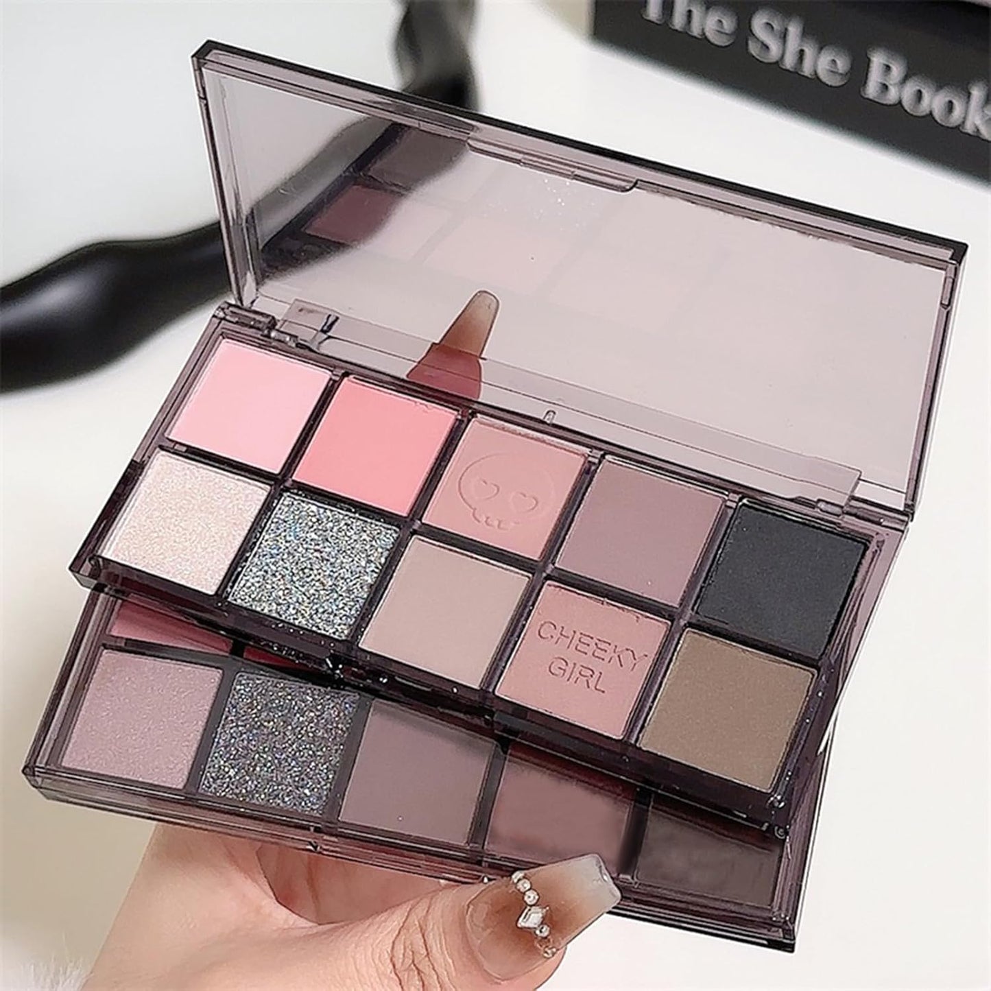Erinde 10 Colors Eyeshadow Palette Makeup - Matte Shimmer Glitter Eye Shadow, Ultra-Blendable, High Pigmented, Naturing-Looking, Neutral Nude Eyeshadow Pallet with Professional Brush,18