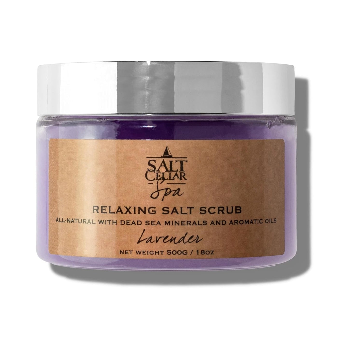 Salt Cellar Spa Lavender Salt Scrub - Elevate Your Self-Care with Dead Sea Minerals - Relax, Revive, and Rejuvenate your Skin - Made in Israel, Cruelty-Free, 18 oz.