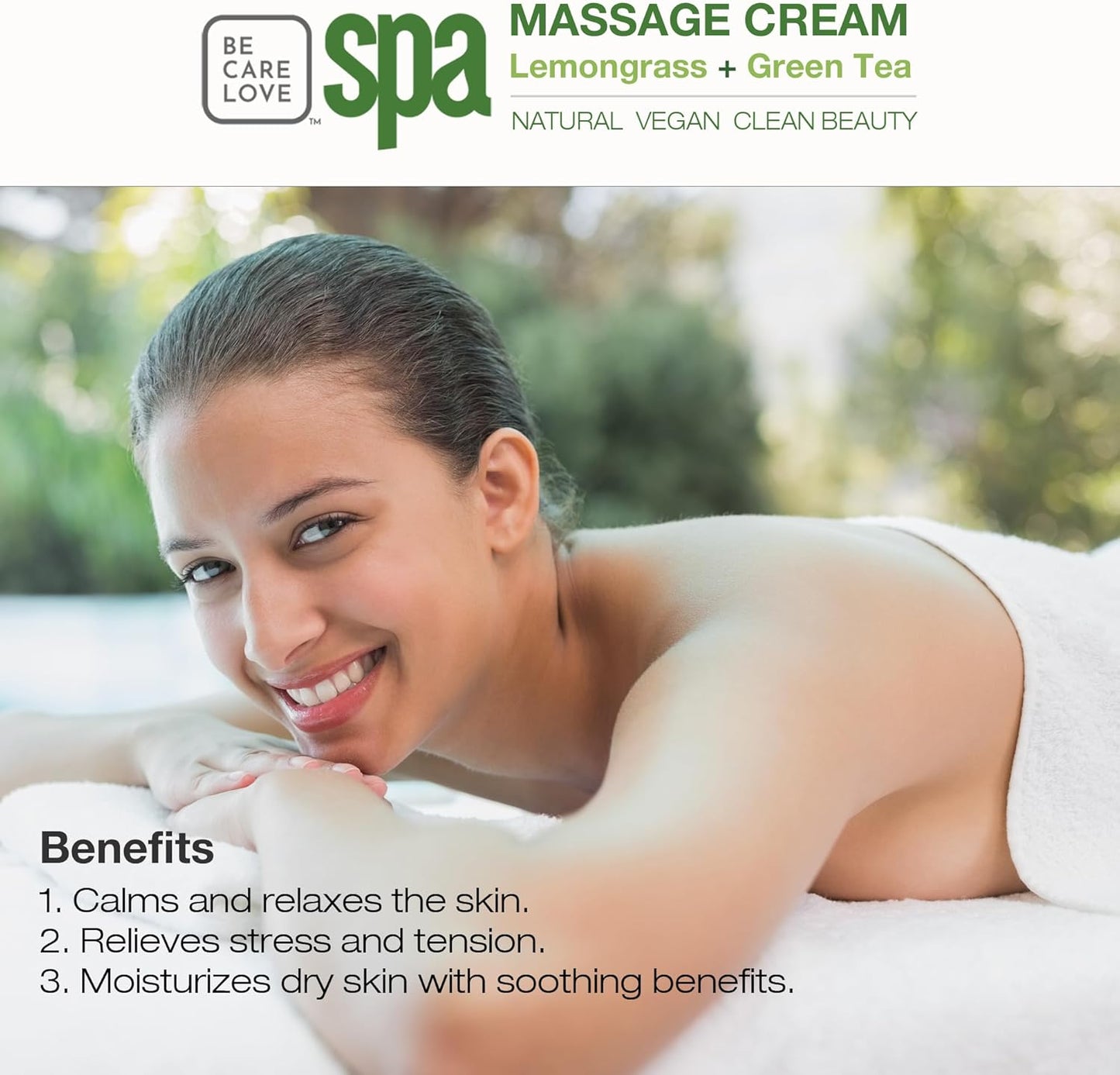 BCL SPA Massage Cream organic Lemongrass + Green Tea body lotion with shea butter, aloe vera, peppermint, argan and jojoba oils body cream to soothe, calm & revitalize the skin. Home/Pro use 16 fl oz