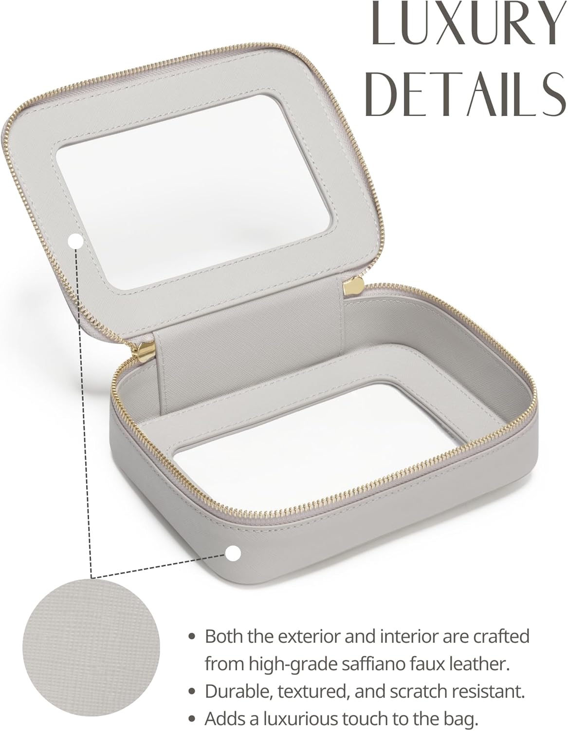 Popvibe Clear Makeup Bag Travel Cosmetic Case Transparent Toiletry Bag with Zipper, Portable Make Up Organizer Traveling Compact Car Bag for Essentials