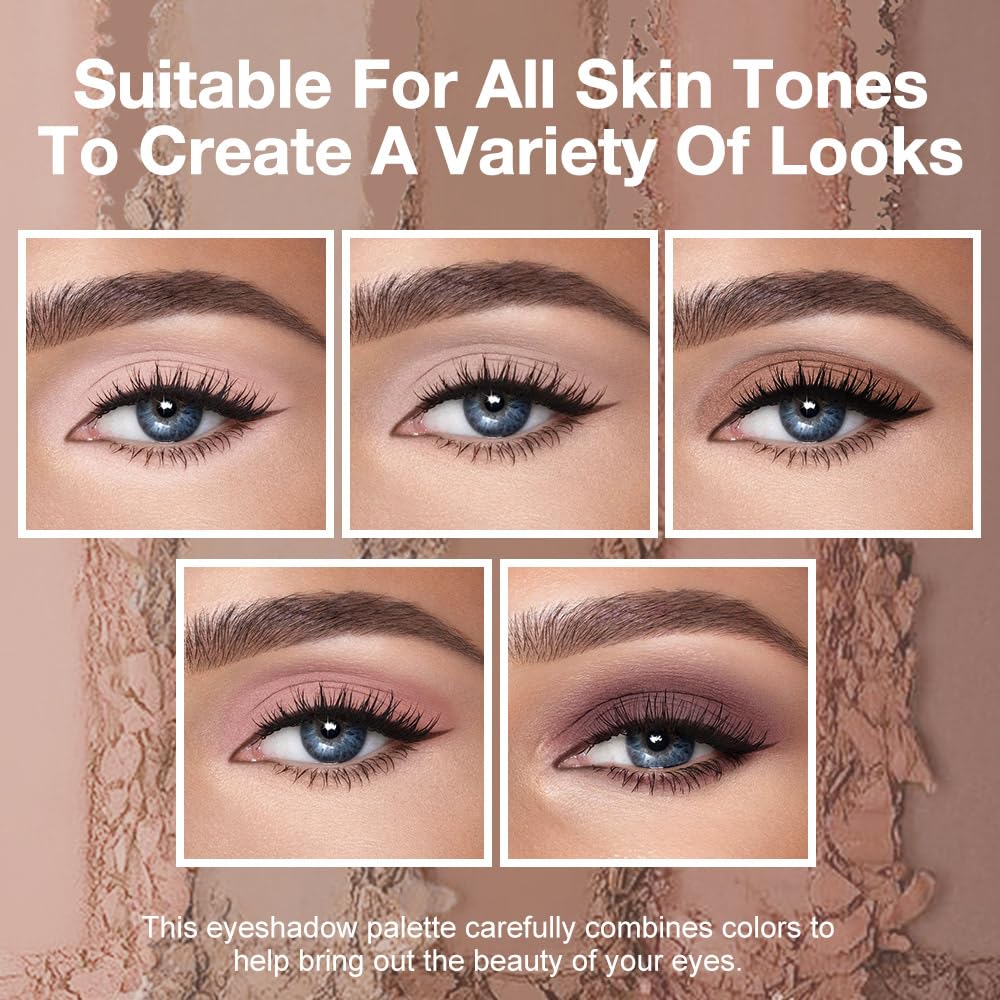 5 Colors Matte Eyeshadow Makeup Palette, 5 Natural Nude Brown Light Brown Cool-Toned Eyeshadow, Looks for Brown Eyes Women Finish Long Wearing Waterproof Professional Eye Makeup 02#