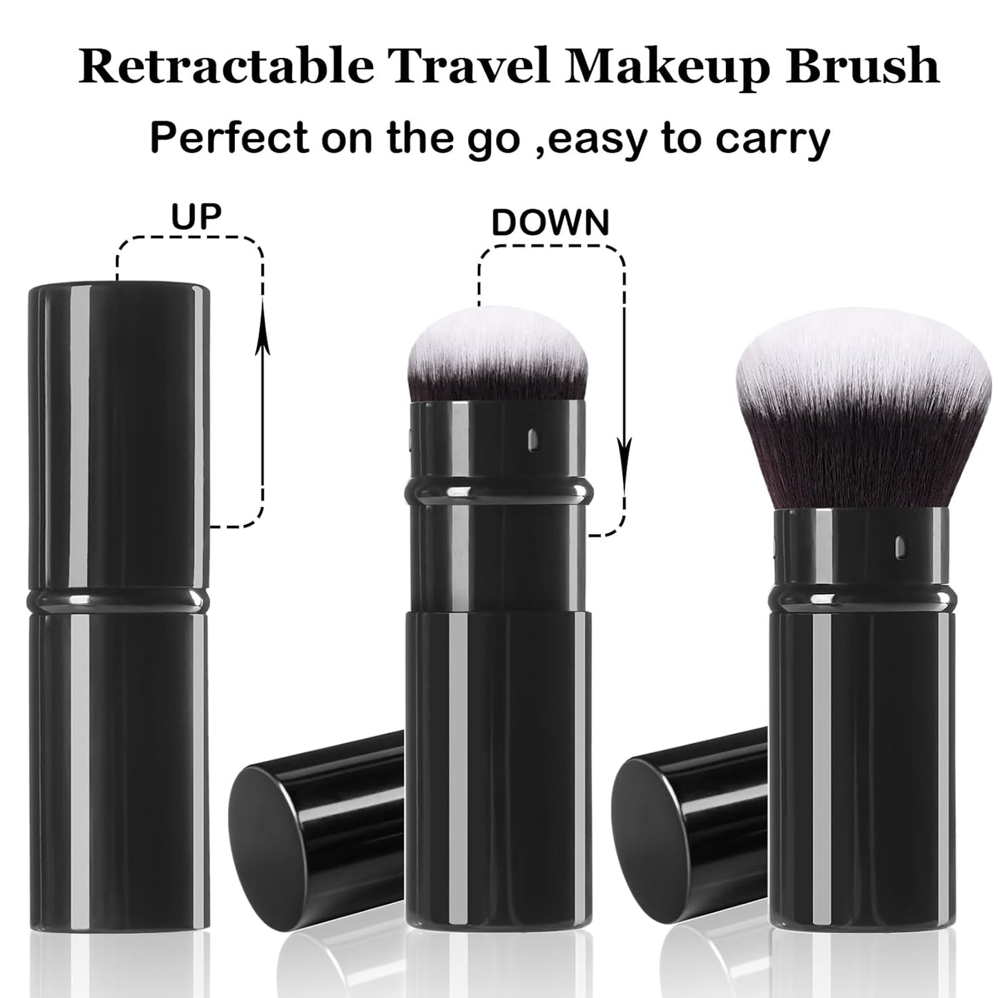 Retractable Makeup Brush,Travel Kabuki Powder Makeup Brush Face Blush Brushes for Blending Liquid, Foundation, Blush, Bronzer, Buffing, Sunscreen,Flawless Cosmetics