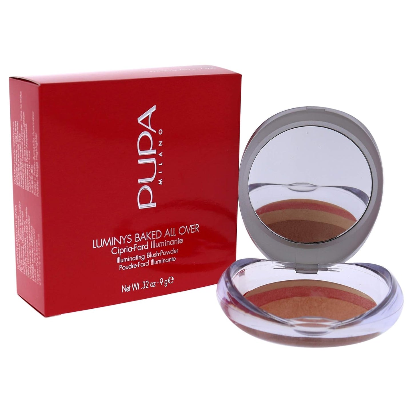 PUPA Milano Luminys Baked All Over Illuminating Blush-Powder-Moisturize And Protect Skin-Soft And Velvet Smooth Finish-Silky And Light Texture-4 Tone Compact-06 Coral Stripes-0.32 Oz,I0111601