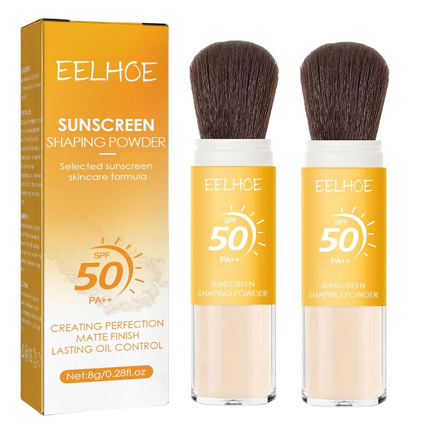 2Pcs Setting Powder, SPF 50,Translucent,Matte Finish Oil Control,Breathable,Lightweight,Mineral Brush Powder,Natural Matte Finish,Long-lasting,Waterproof and Sweatproof Setting Powder