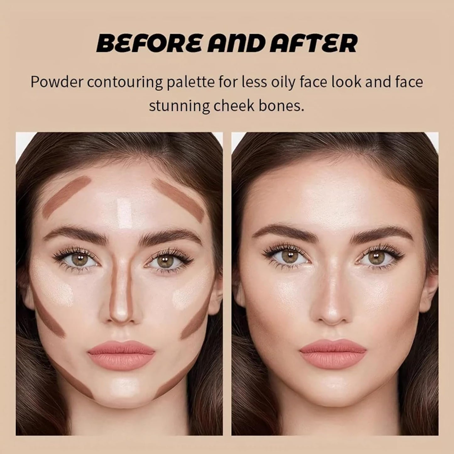 4 Colors Contour Palette, Face Contouring Highlighters Bronzer Powder Makeup Kit, Natural Contouring Makeup Kit for Beginner, All in one Makeup Contour Palettes (02, 1.02)