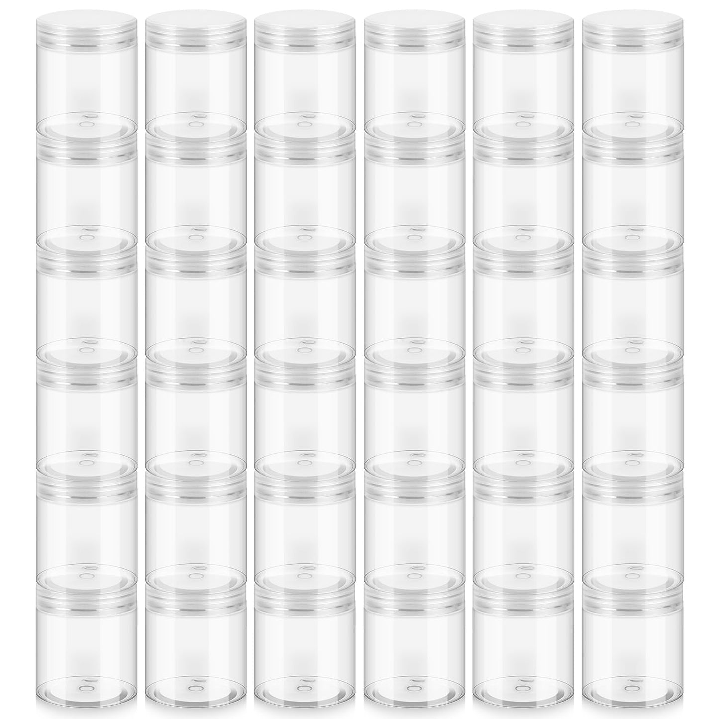 36 Pack 8oz Household Plastic Jars with Lids, BPA Free, Reusable, Refillable Transparent Cosmetic Containers for Bath Salts, Cosmetics, Powders, Beauty Product and Small Accessories, White