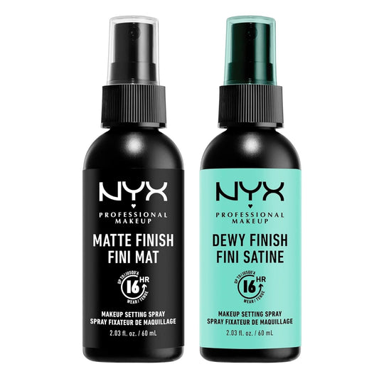 NYX PROFESSIONAL MAKEUP Makeup Setting Spray, Matte + Dewy Finish ( Pack Of 2), Setting Spray for 16HR Make Up Wear
