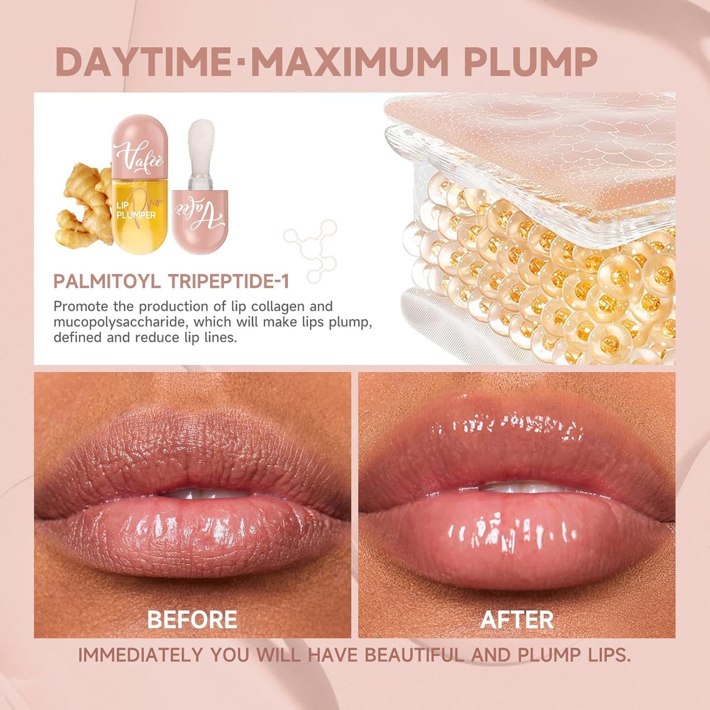 Lip Plumper by Vafee, Natural Lip Plumper and Lip Care Serum, Lip Enhancer for Fuller, Lip Mask, Beautiful Fuller, Hydrating & Reduce Fine Lines (A-02#PLUS Yellow) (A-02#PLUS Yellow)