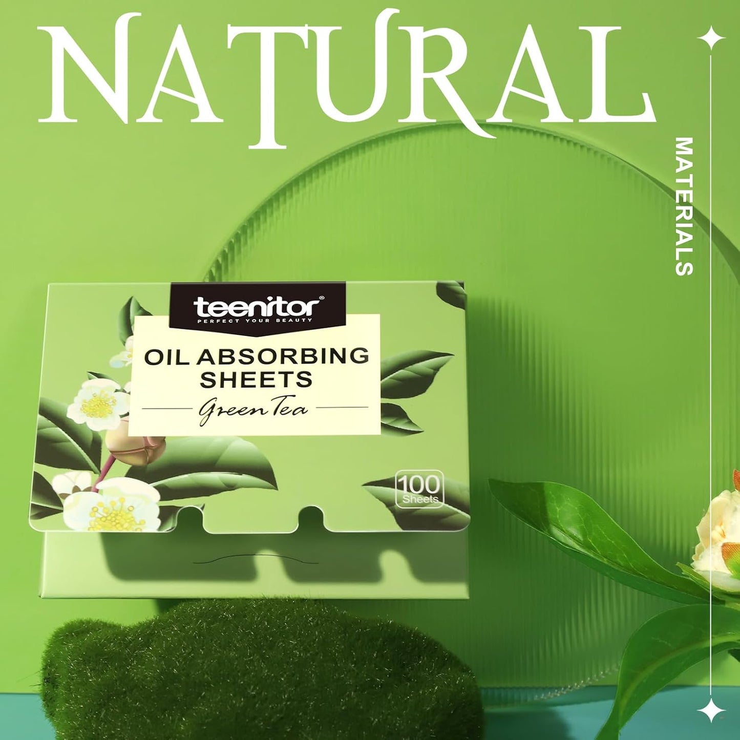 Teenitor Oil Blotting Sheets for Face, 100 Sheets Green Tea Oil Absorbing Tissues Paper, Large 10cmx7cm Oil Blotters