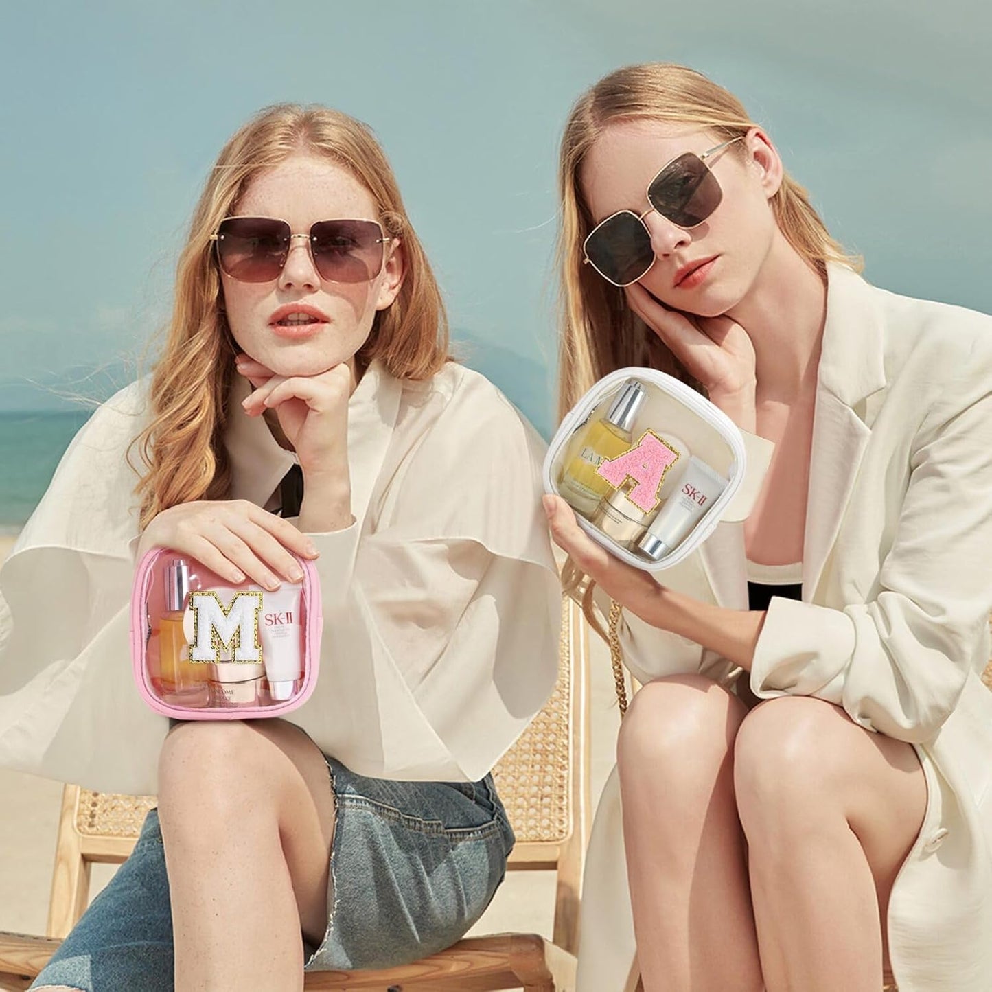 YOOLIFE Mini Makeup Bag | Clear Makeup Bag Toiletry Case | Portable Make Up Organizer | Small Cosmetic Bag for Purse | Best Friend Birthday Gifts Teacher Daughter Gifts | Gifts for Girls | Pink F