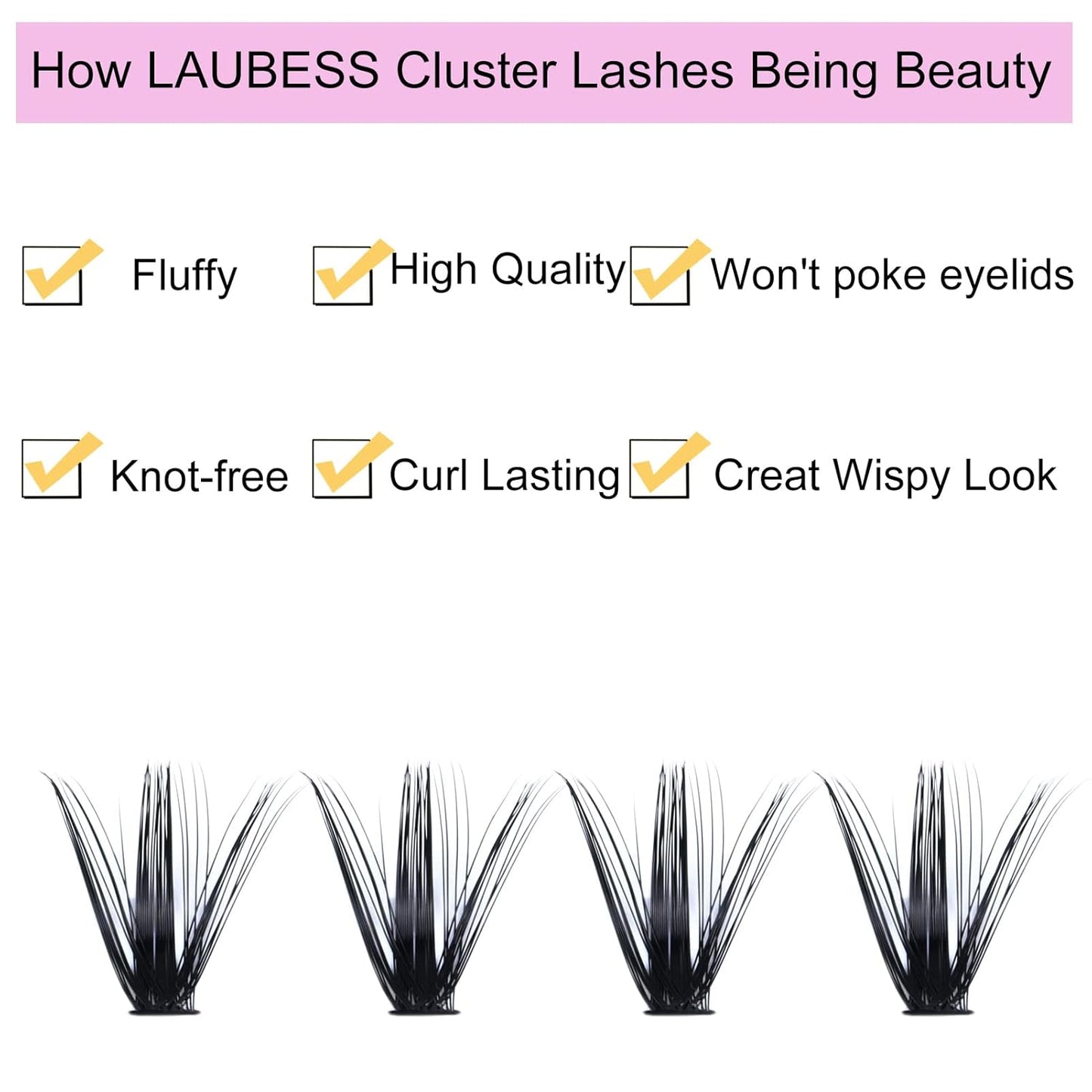 Lash Clusters LAUBESS Individual Lashes Waterproof Eyelash Clusters Mixed Tray Cluster Eyelash Extensions Soft Cluster Lashes for Beginners (50D-D-M14-18)