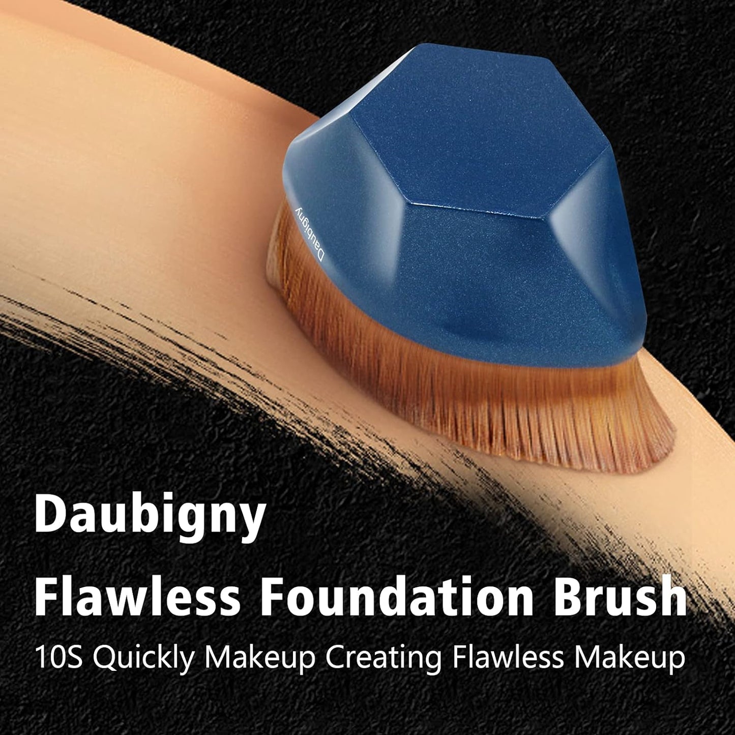 Daubigny Perfect Makeup Brush for Face Blush Foundation Brush for Blending Liquid, Cream or Flawless Powder Cosmetics with Protective Case (Blue)