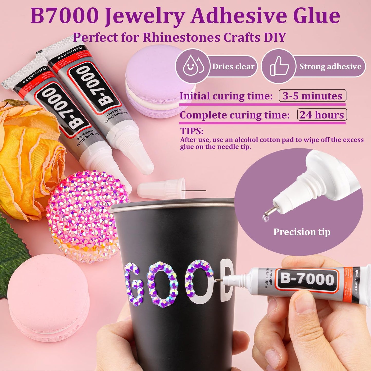 25000Pcs Resin Jelly Rhinestones with Tweezers for Crafting, Dark Purple AB Flatback Gems, Bedazzling Crystal with 3Pcs 10ml B7000 Jewelry Glue for DIY Crafts Clothing Tumblers Shoes Fabric Nail Art