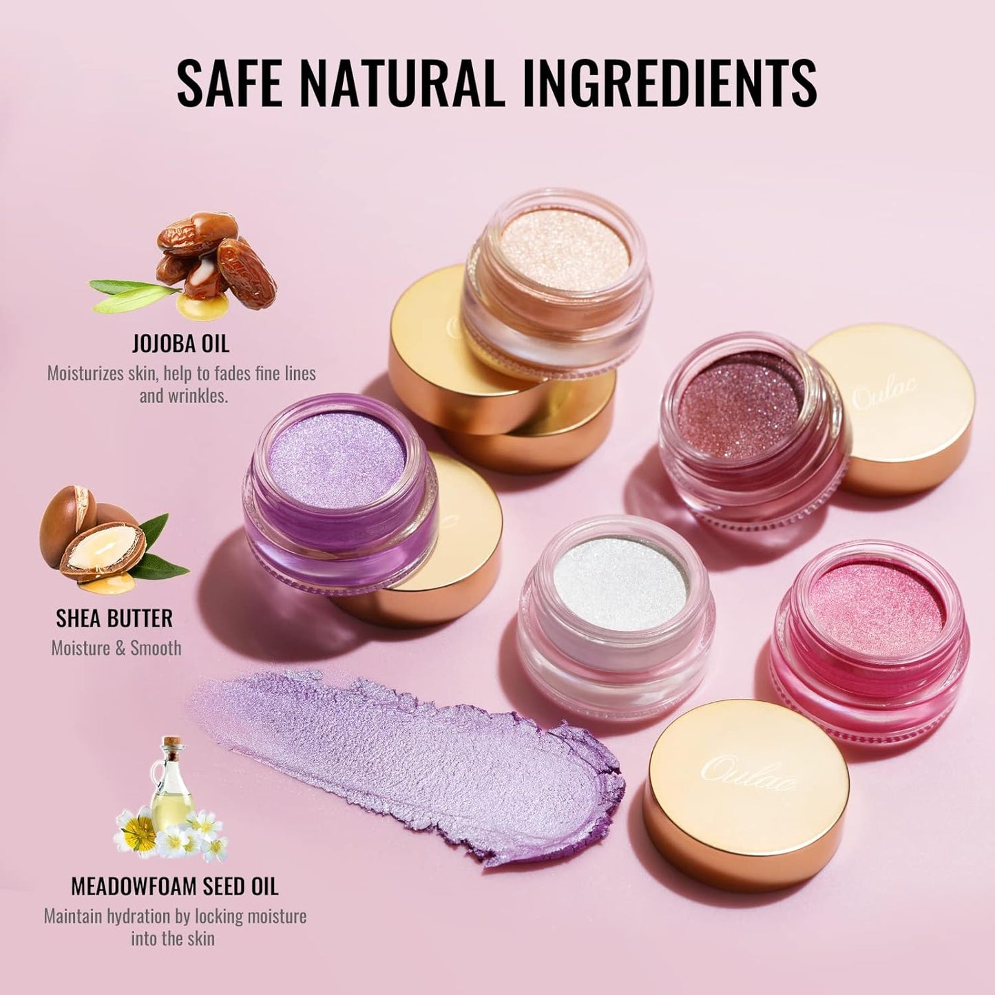 Oulac Matte Eyeshadow - Black Matte Finish Blendable Smokey Eye, Waterproof & Longwear Up to 12H Intense Color for Halloween Makeup, Goth Makeup