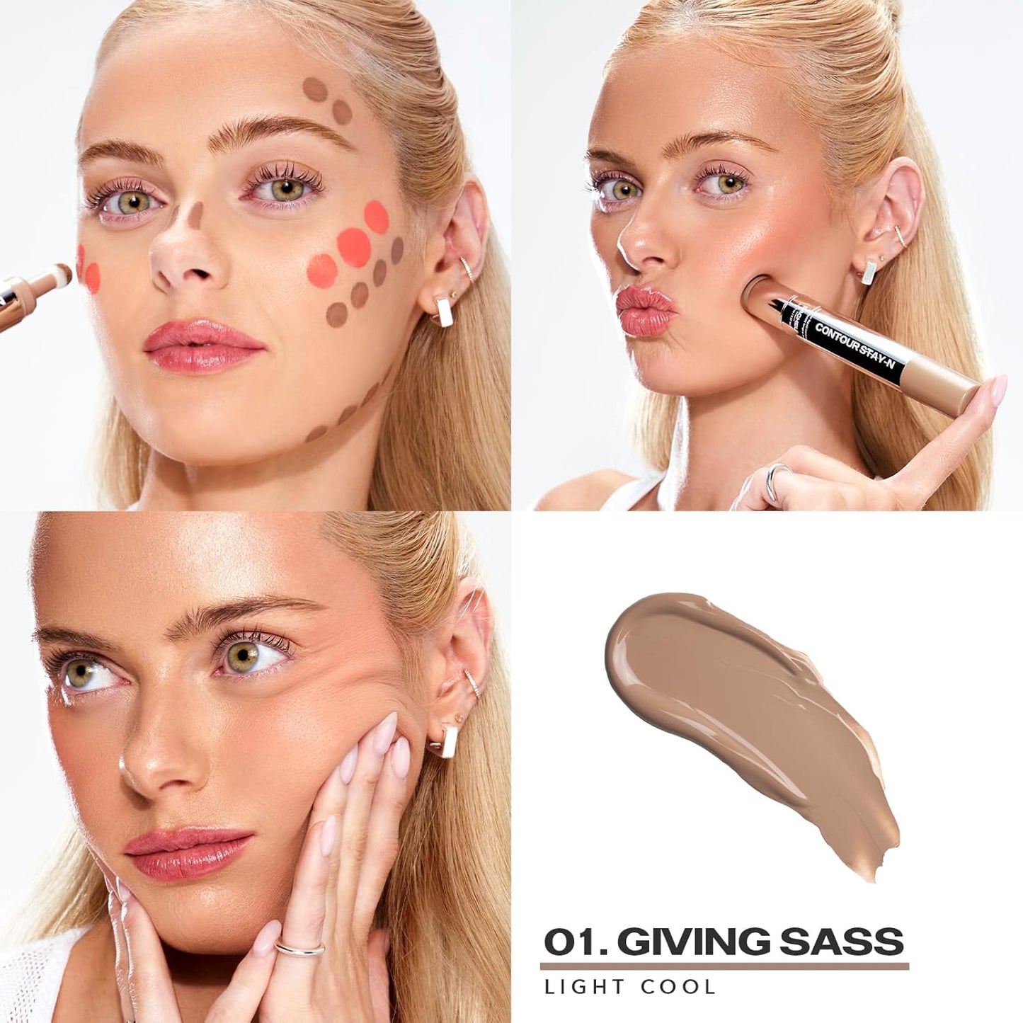 Sacheu Liquid Contour STAY-N Long Wear Bronzer Cream Contour Makeup — Long Lasting, Blendable, & Lightweight Formula — Vegan & Cruelty-free, Giving Sass