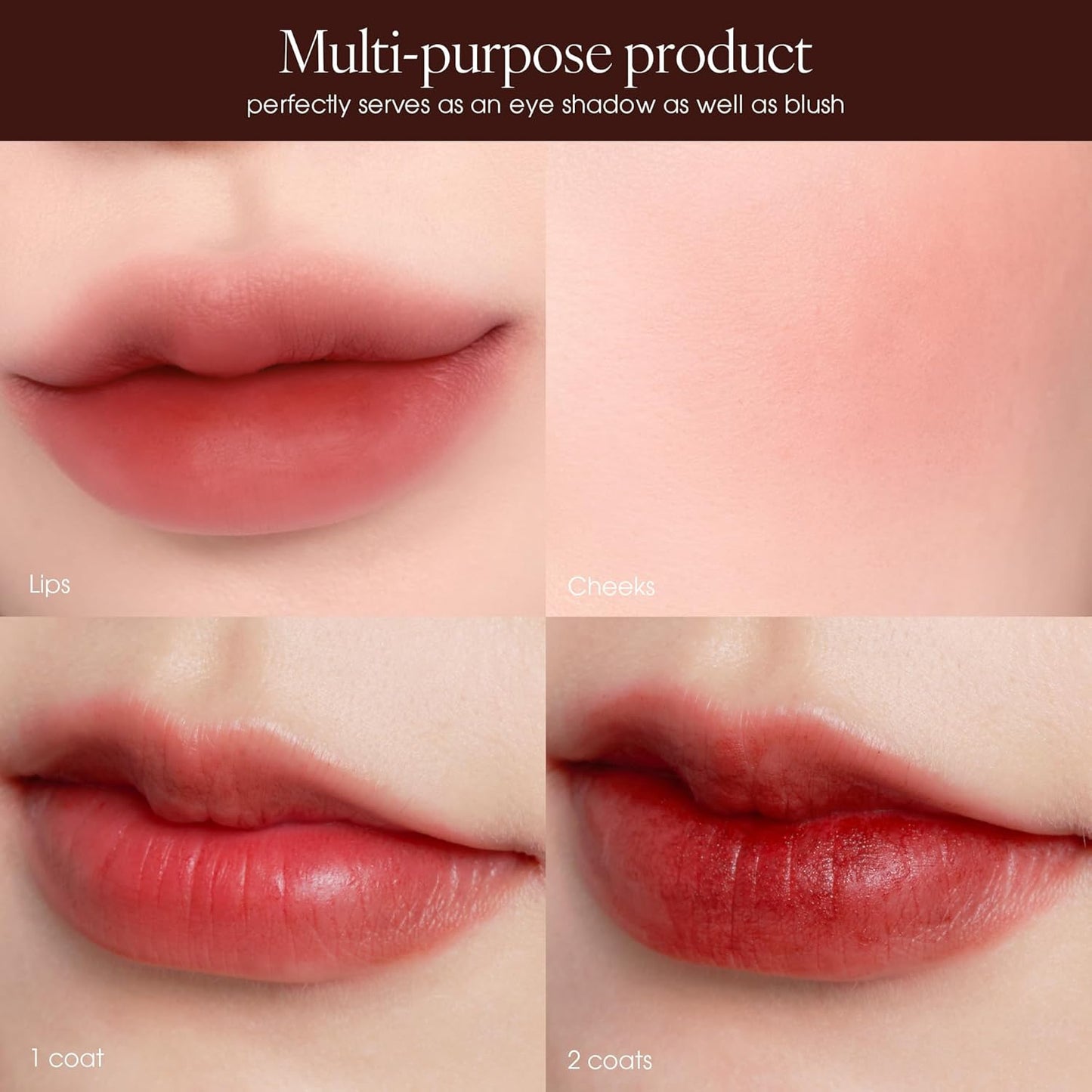 AIR LIPS 814 VAMPIRE, Lip & Cheek, Natural Soft Matte Finish & Buildable, Airy Formula (1.2g, 0.003 oz.)