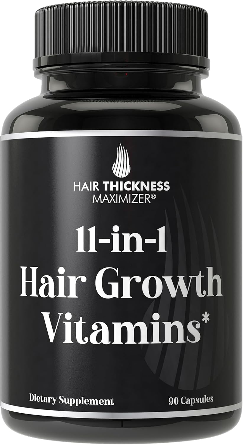 11-in-1 Vegan Hair Growth Vitamins for Thinning & Brittle Hair – Advanced Vitamin Complex with 5000mcg Biotin, Pumpkin Seed, Zinc. Supports Thicker, Healthier-Looking Scalp for Women & Men
