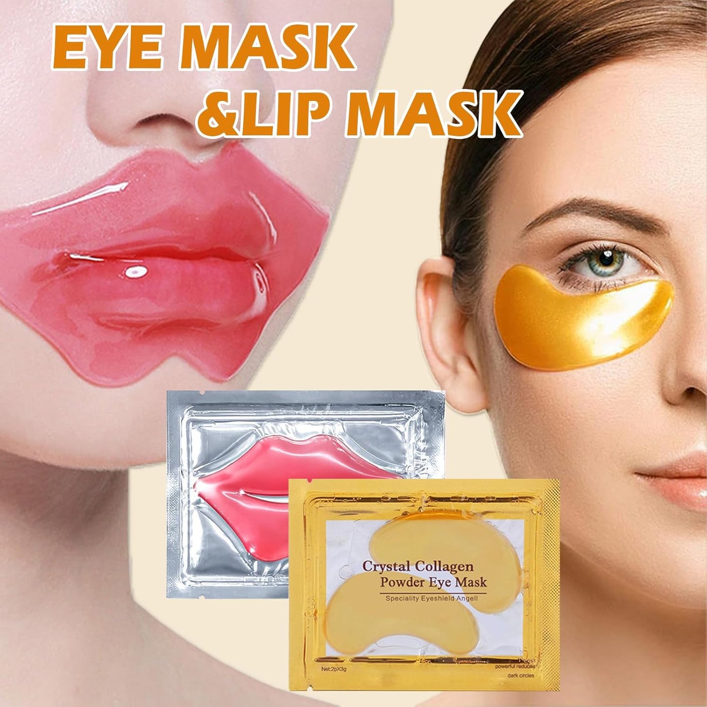 30PCS Lip Mask & Under Eye Mask,24K Gold Gel Eye Patches for Puffy Eyes&Pink Lip Masks Moisturizing the Lip & Eye Skincare,Reducing Fine Lines Dark Circleeye,Anti-Aging(Women/Men)