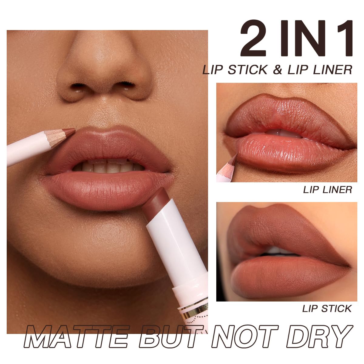 USHAS Lipstick and Lip Liner Combo Set 2 in 1 Waterproof Matte Lipstick pen for Women Lip liner Set Long Lasting with Makeup Set (Y16, Pack of 1)