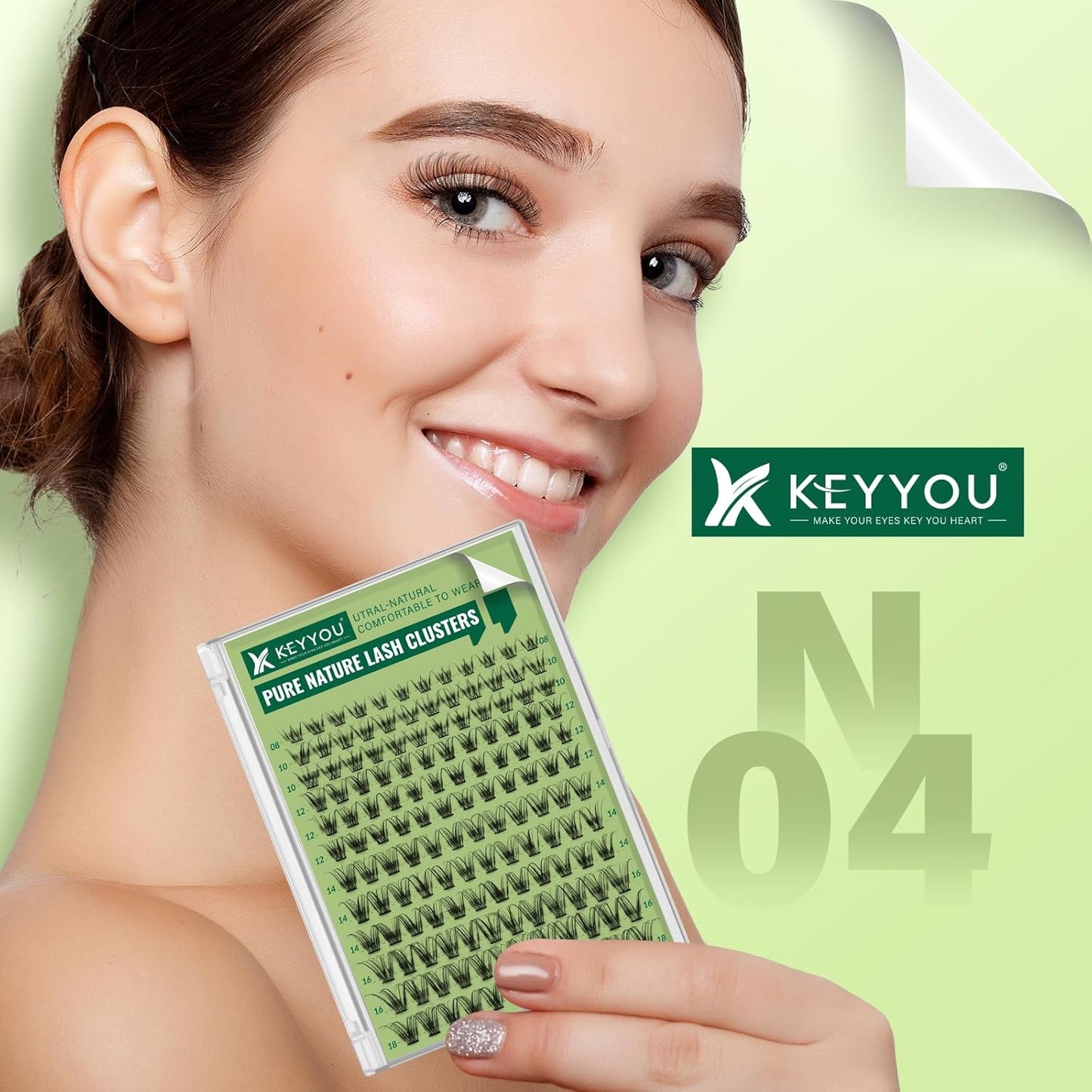 Natural Lash Clusters Wispy Eyelash Clusters 144 pcs Cluster Eyelash Extensions D Curl Individual Lashes 8-18MIX Mix Length Light and Natural Lashes Look with Thin Lash Band by KEYYOU(N04-8-18MIX-D)