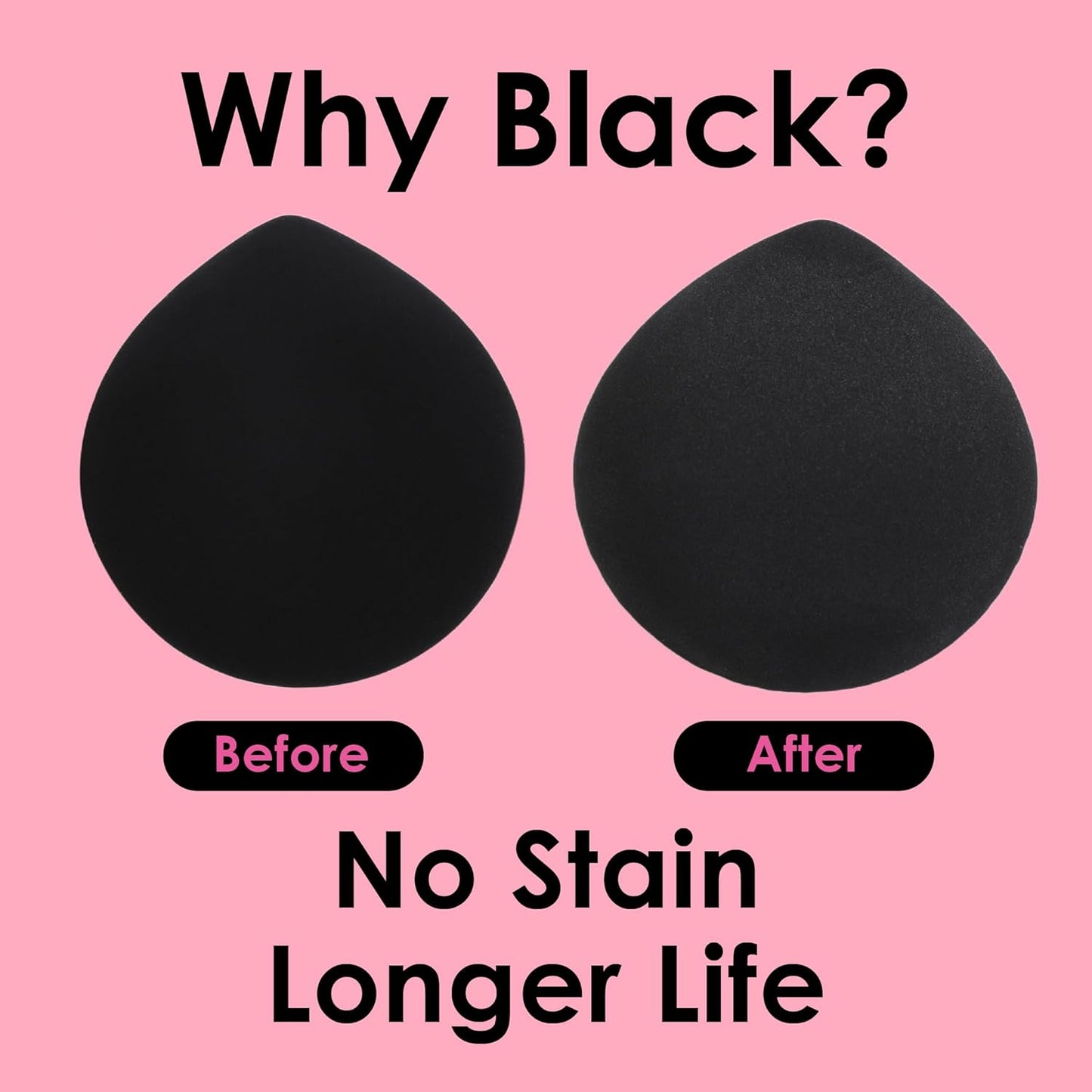 4Pack Makeup Sponge Latex-Free Soft Blender Sponge Perfect for Foundation Concealer Cream Powder, Beauty Sponge Set for Long-lasting and Natural Makeup, 2X-Large Black and 2 Medium Pink